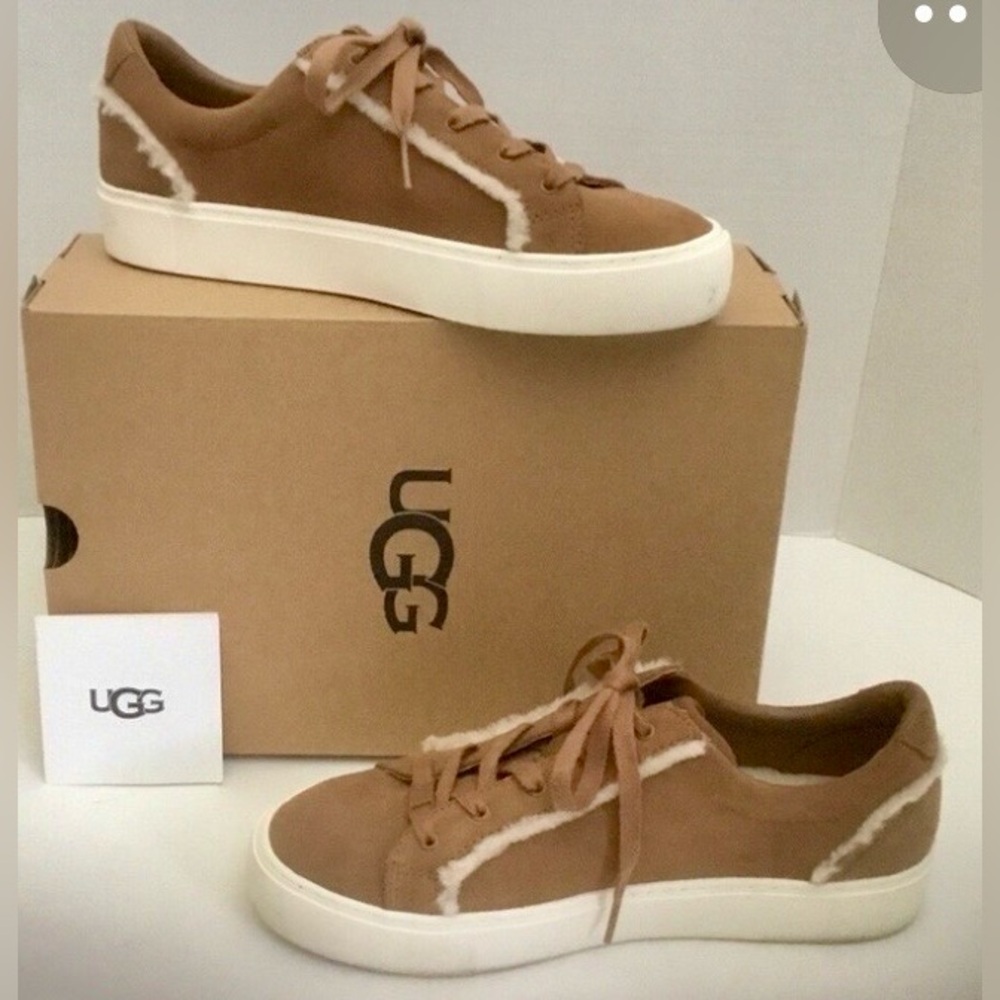 Brand New Ugg Zilo Heritage Suede Sheepskin Sneakers Chestnut 9.5 M - Picture 8 of 9